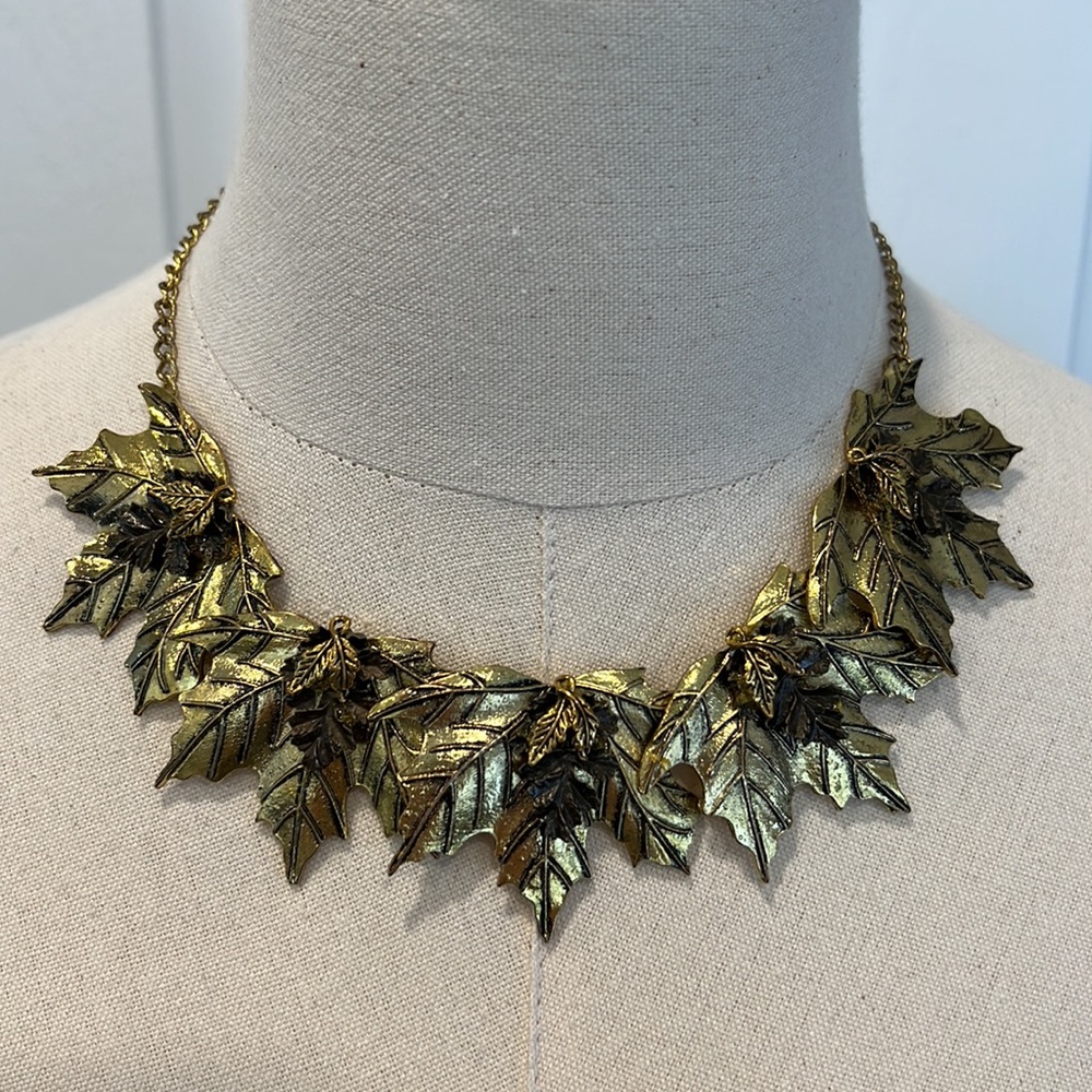Gold maple leaf necklace